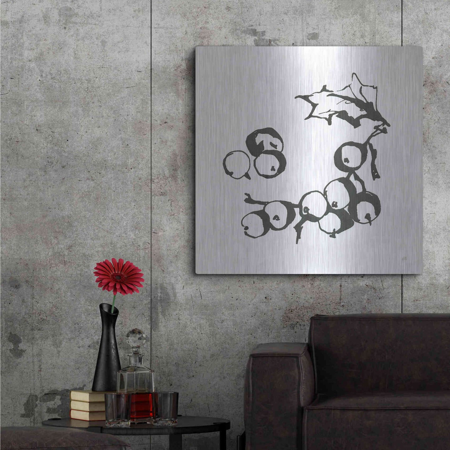 Luxe Metal Art 'Grapes II BW' by Chris Paschke, Metal Wall Art,36x36