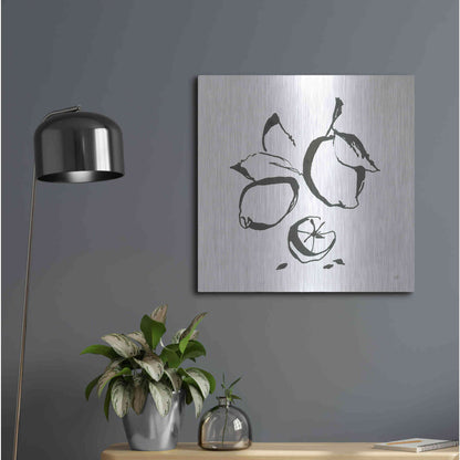 Luxe Metal Art 'Lemons BW' by Chris Paschke, Metal Wall Art,24x24