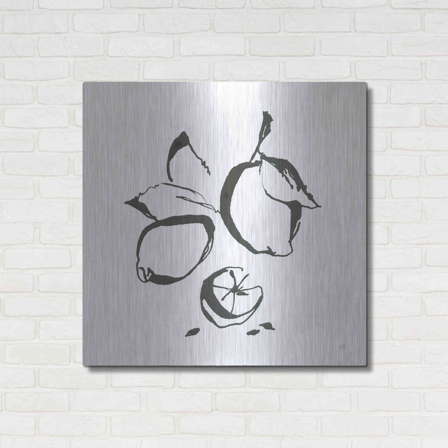 Luxe Metal Art 'Lemons BW' by Chris Paschke, Metal Wall Art,36x36