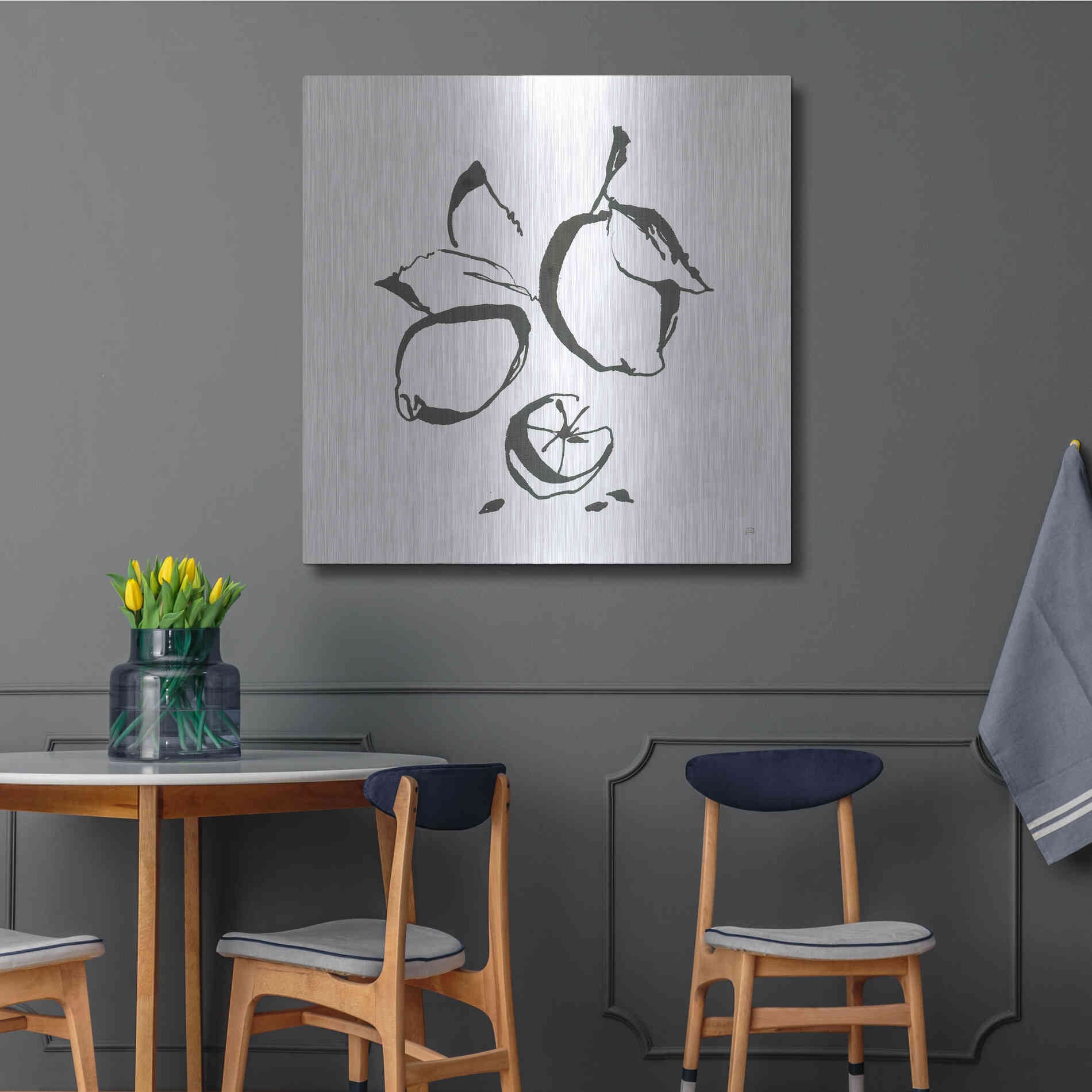 Luxe Metal Art 'Lemons BW' by Chris Paschke, Metal Wall Art,36x36