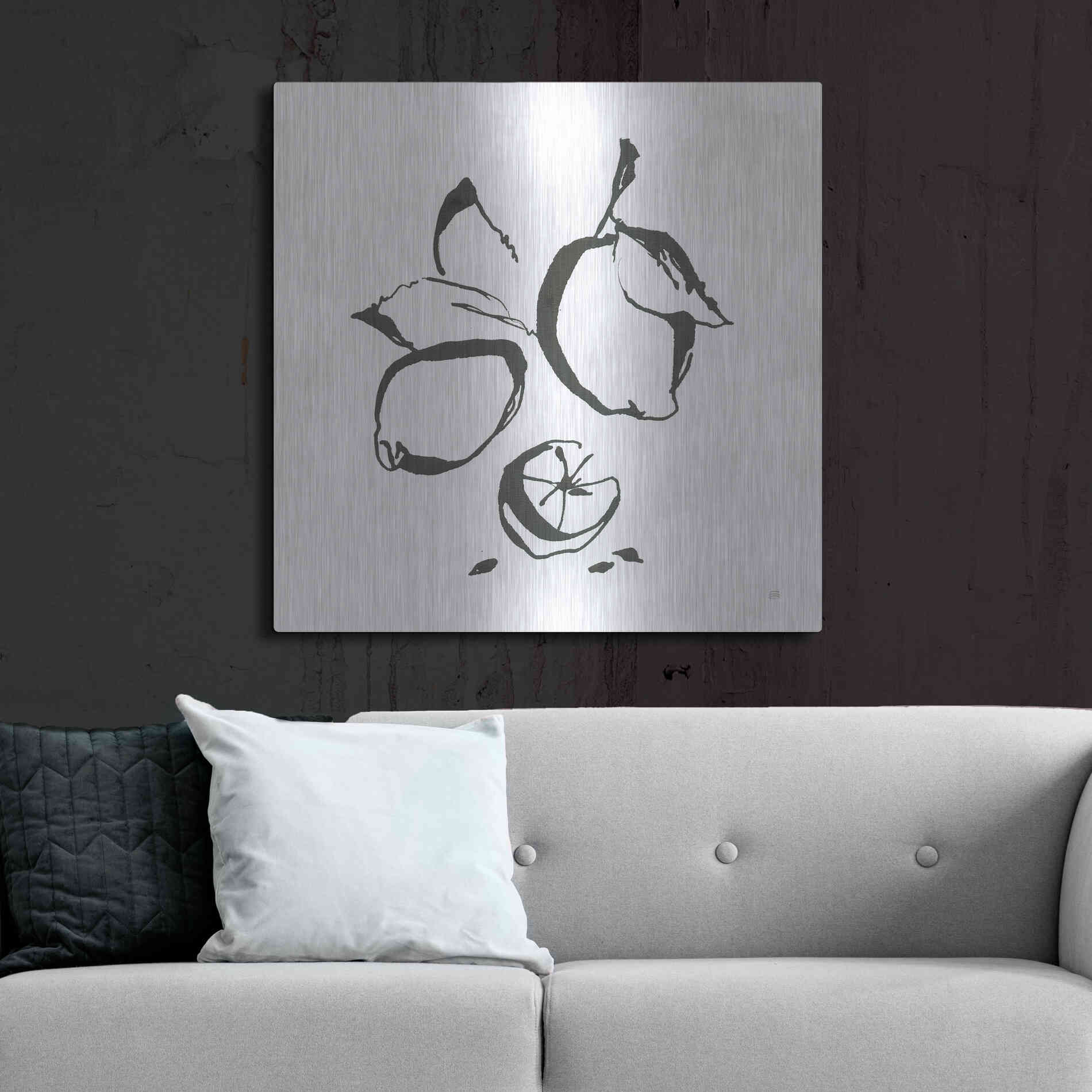 Luxe Metal Art 'Lemons BW' by Chris Paschke, Metal Wall Art,36x36