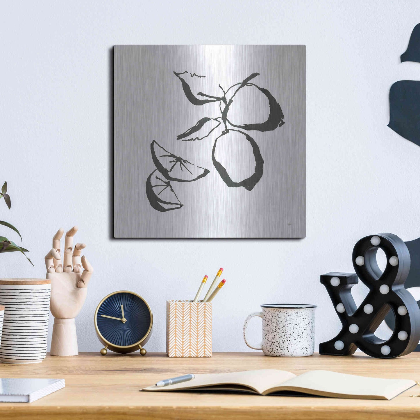 Luxe Metal Art 'Limes BW' by Chris Paschke, Metal Wall Art,12x12