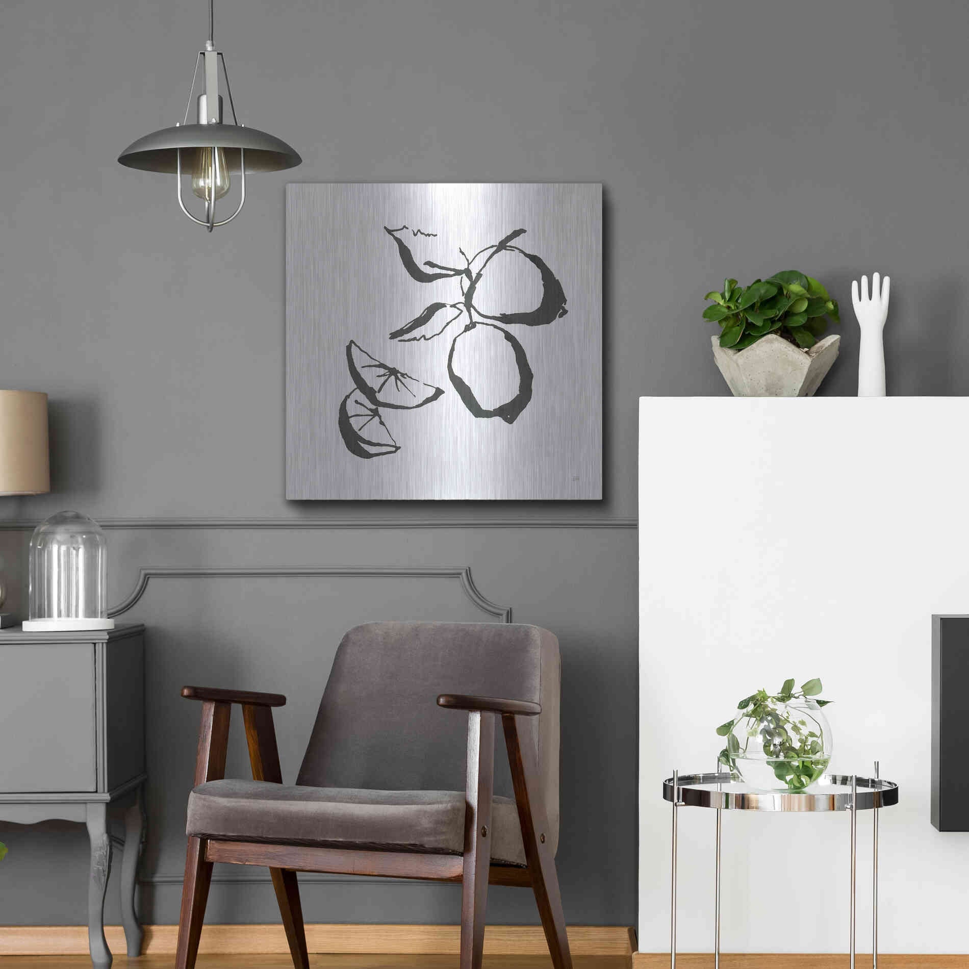 Luxe Metal Art 'Limes BW' by Chris Paschke, Metal Wall Art,24x24