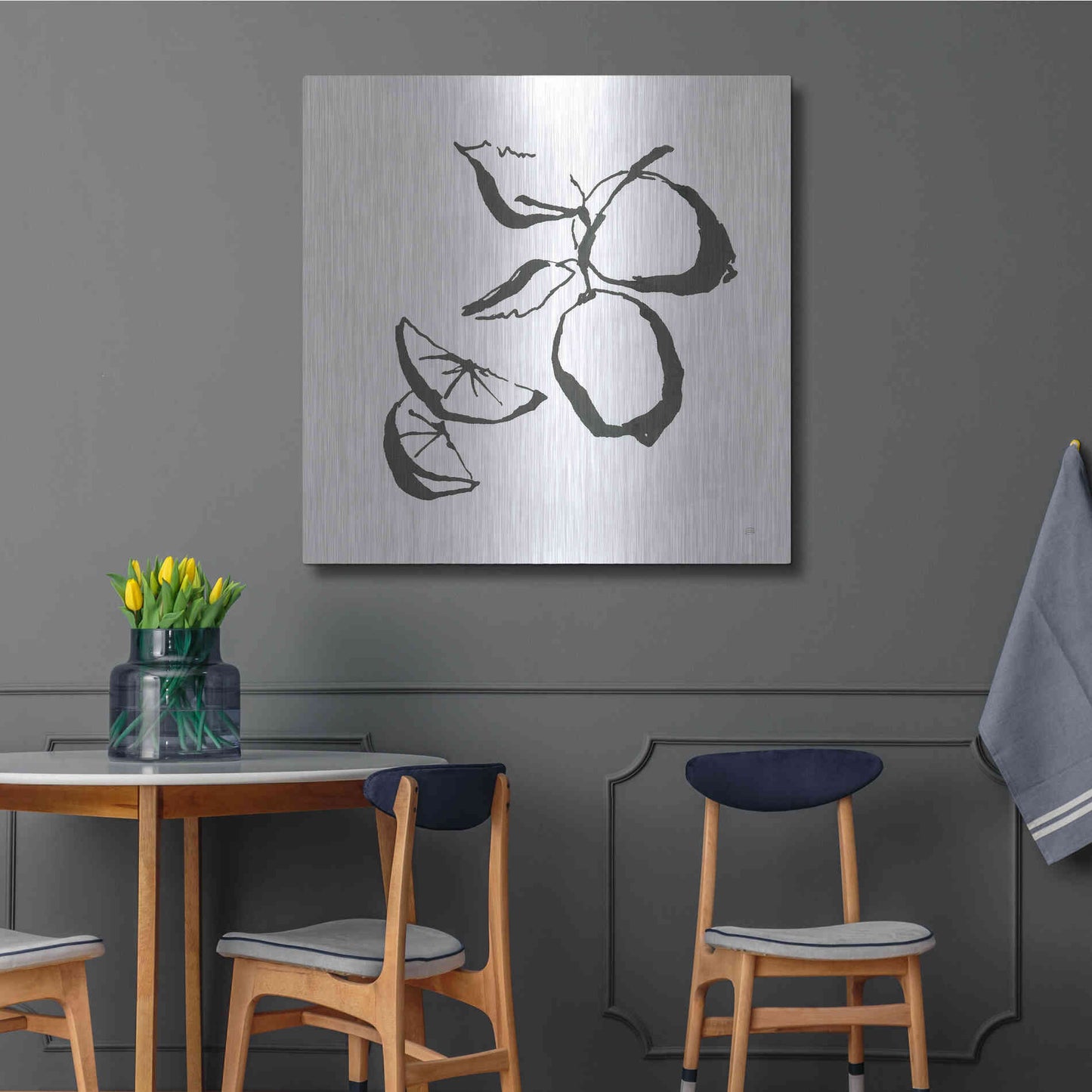 Luxe Metal Art 'Limes BW' by Chris Paschke, Metal Wall Art,36x36