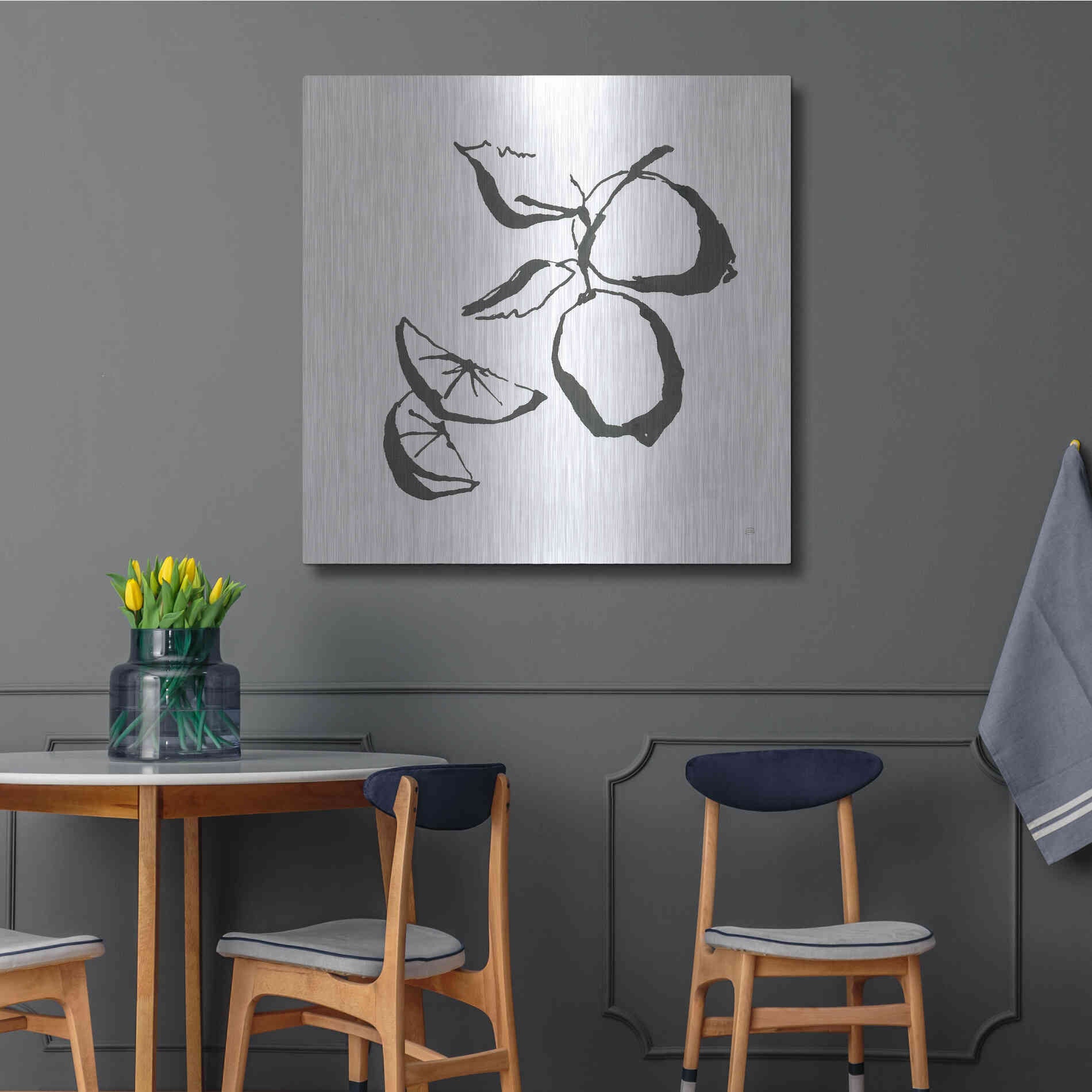 Luxe Metal Art 'Limes BW' by Chris Paschke, Metal Wall Art,36x36