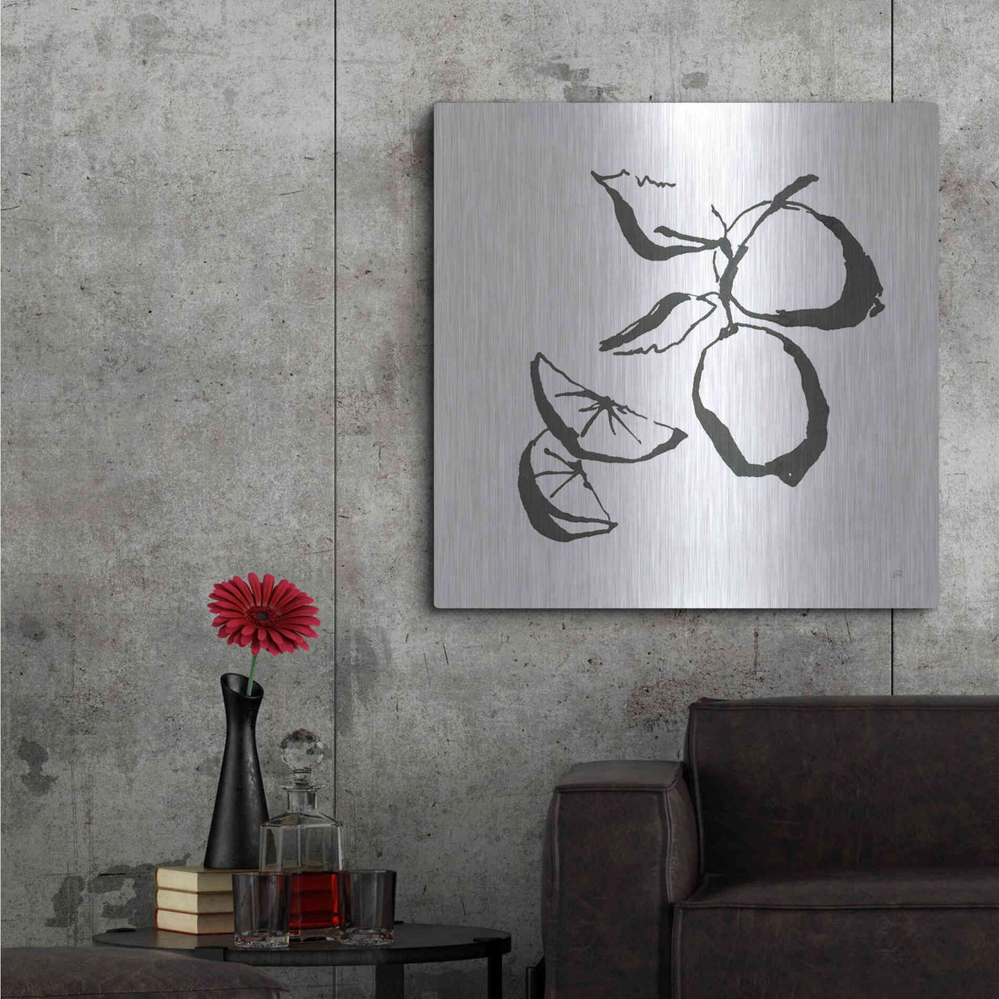 Luxe Metal Art 'Limes BW' by Chris Paschke, Metal Wall Art,36x36