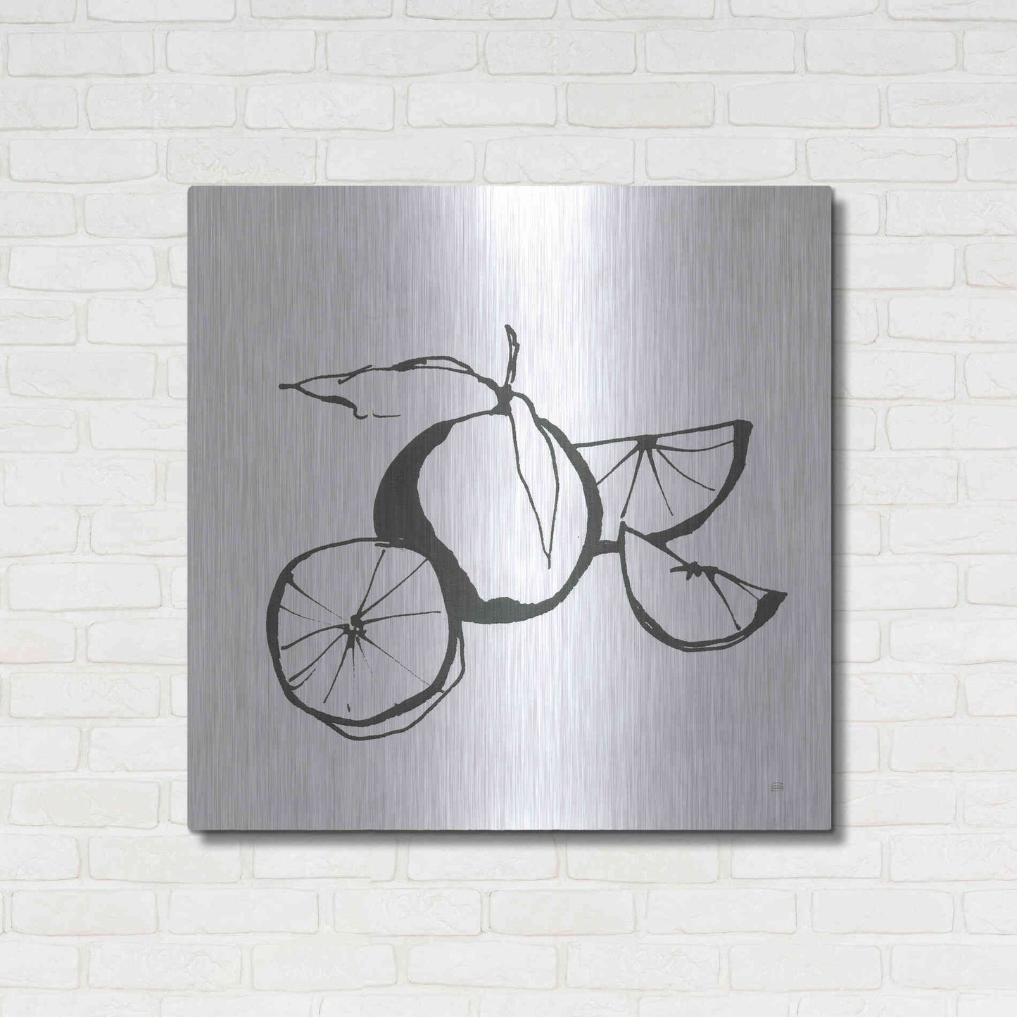 Luxe Metal Art 'Oranges BW' by Chris Paschke, Metal Wall Art,36x36