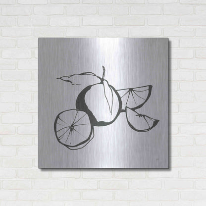 Luxe Metal Art 'Oranges BW' by Chris Paschke, Metal Wall Art,36x36