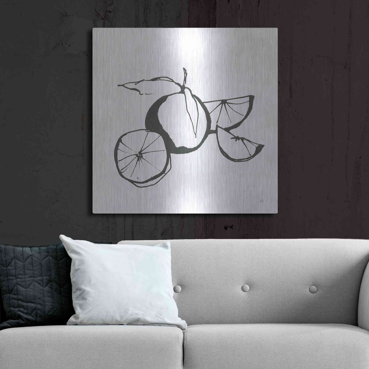 Luxe Metal Art 'Oranges BW' by Chris Paschke, Metal Wall Art,36x36