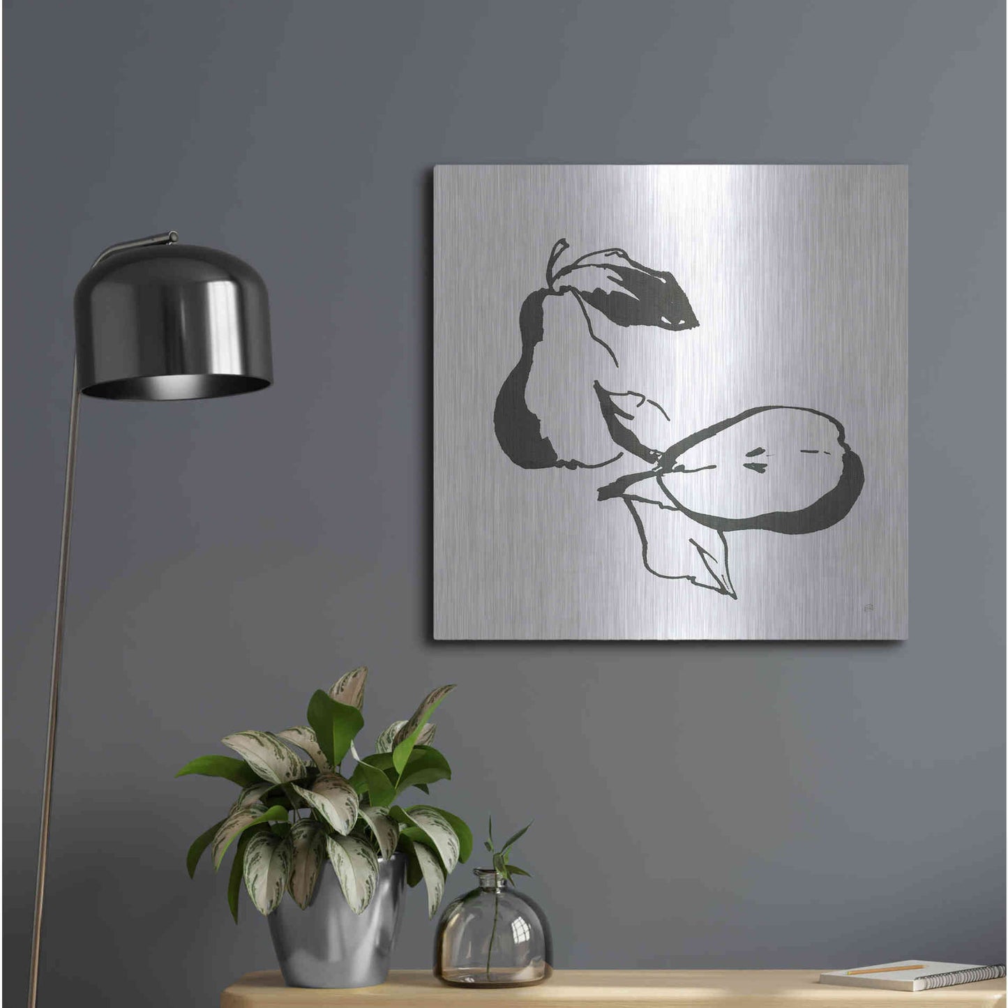 Luxe Metal Art 'Pears BW' by Chris Paschke, Metal Wall Art,24x24