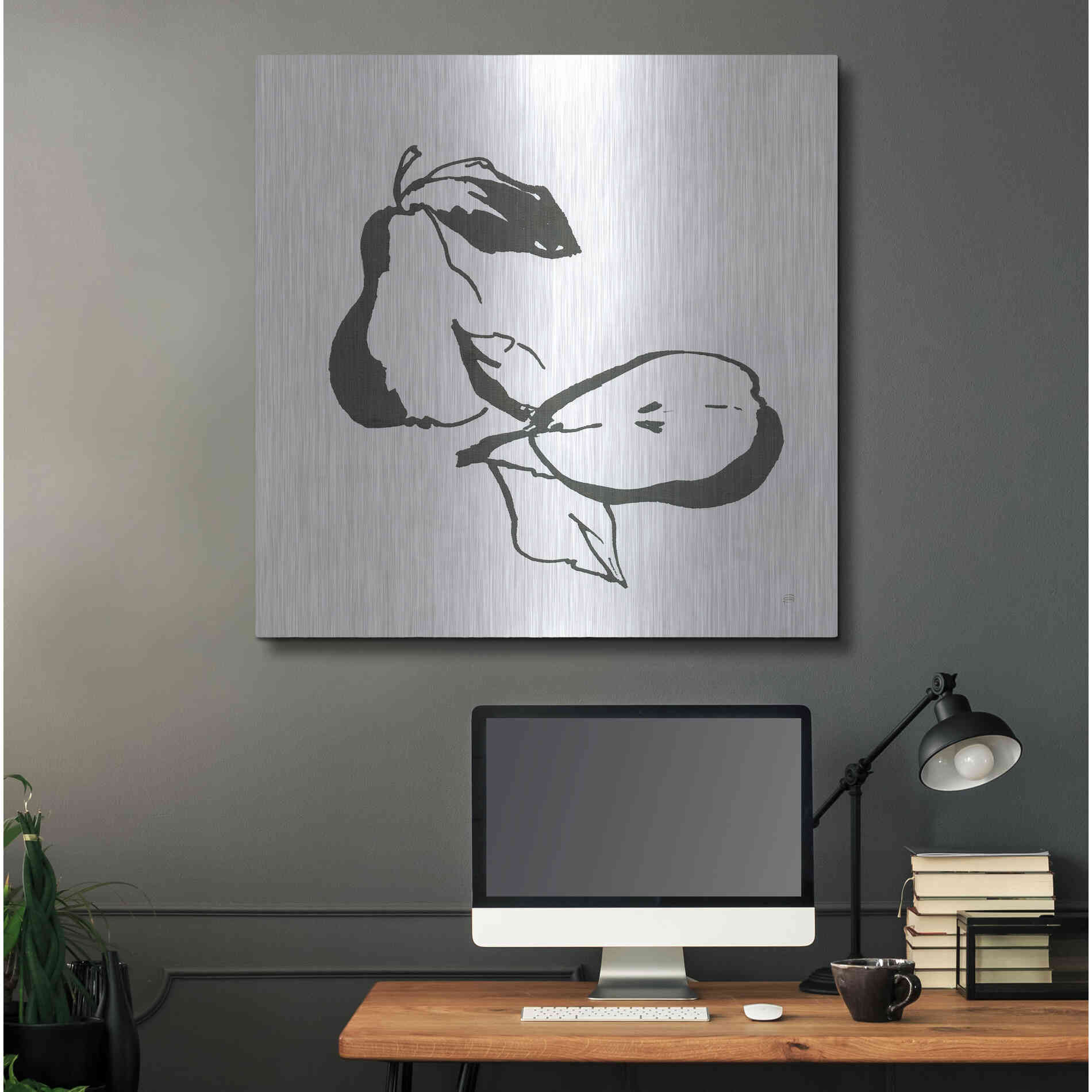 Luxe Metal Art 'Pears BW' by Chris Paschke, Metal Wall Art,36x36