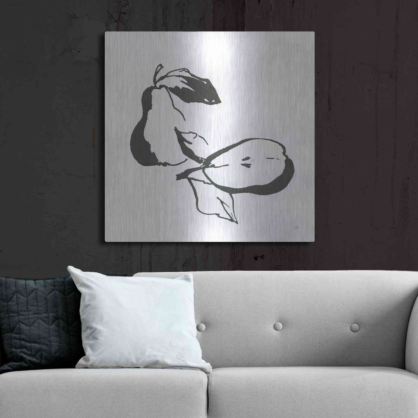 Luxe Metal Art 'Pears BW' by Chris Paschke, Metal Wall Art,36x36