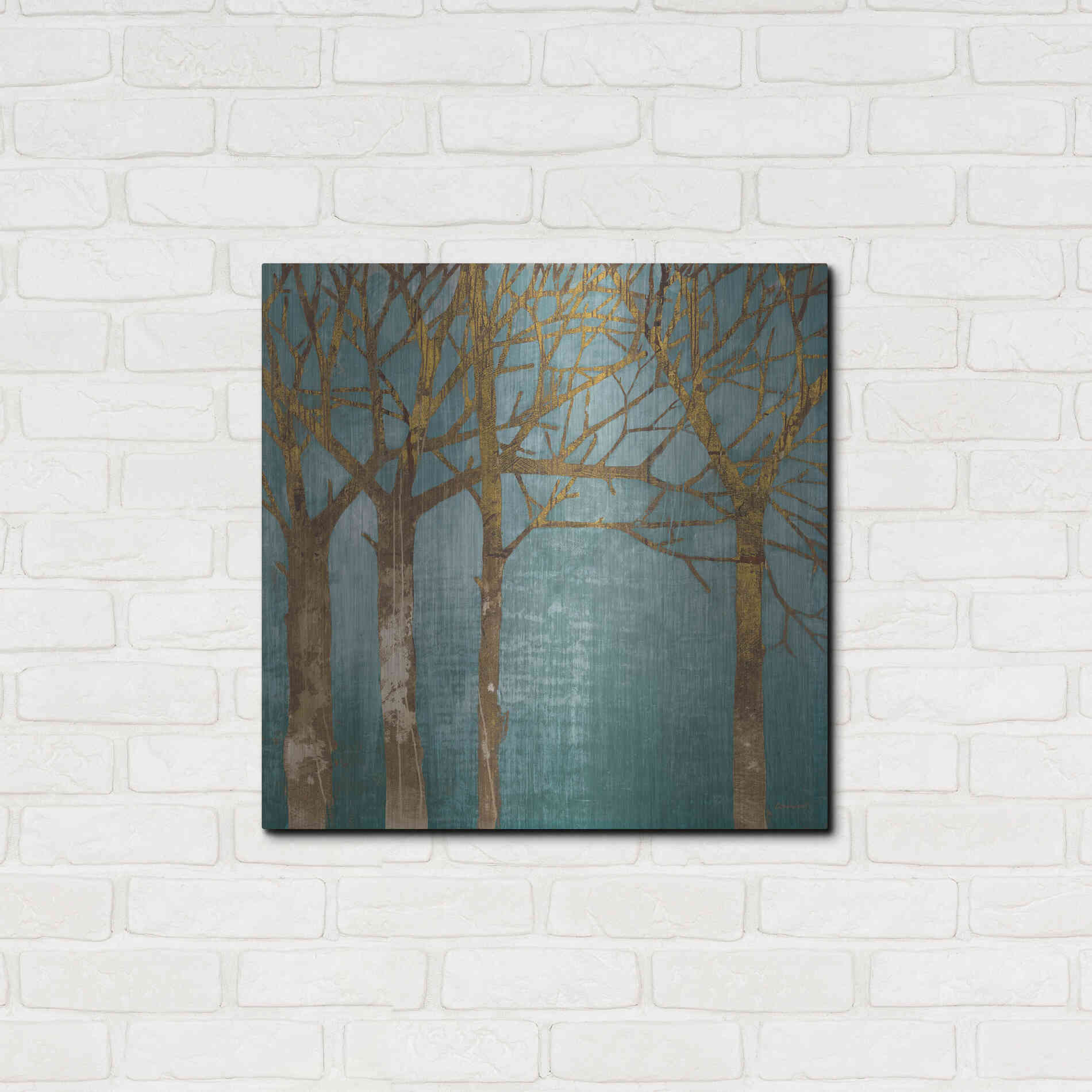 Luxe Metal Art 'Golden Day Turquoise' by Kathrine Lovell, Metal Wall Art,24x24