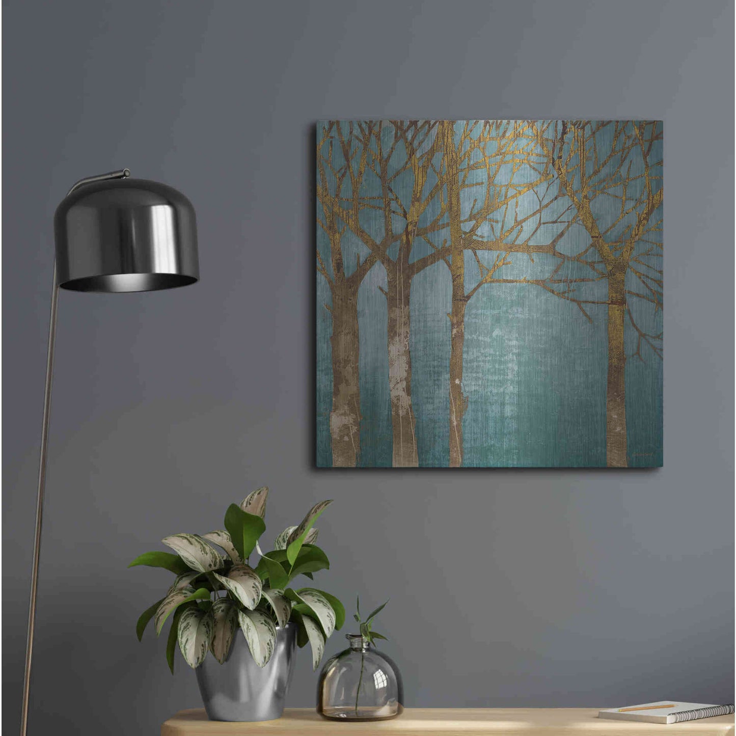 Luxe Metal Art 'Golden Day Turquoise' by Kathrine Lovell, Metal Wall Art,24x24