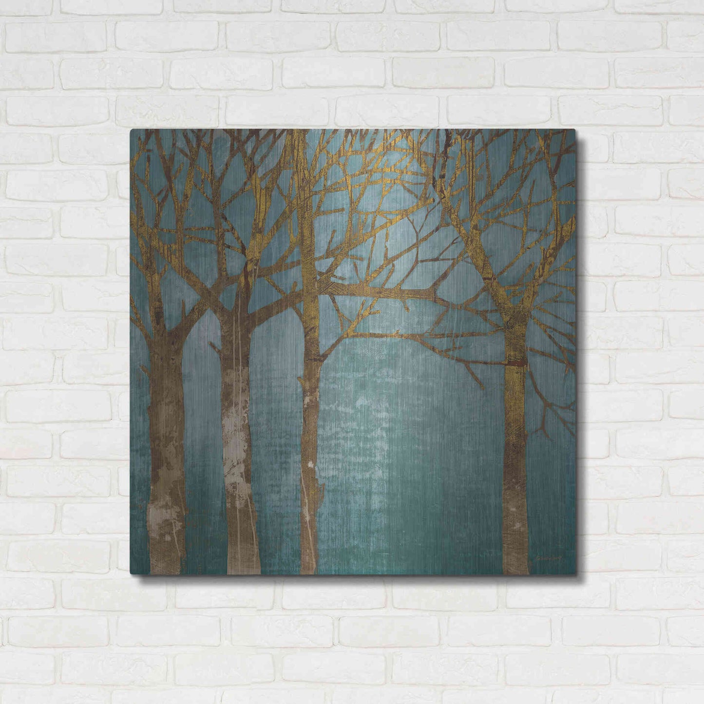 Luxe Metal Art 'Golden Day Turquoise' by Kathrine Lovell, Metal Wall Art,36x36