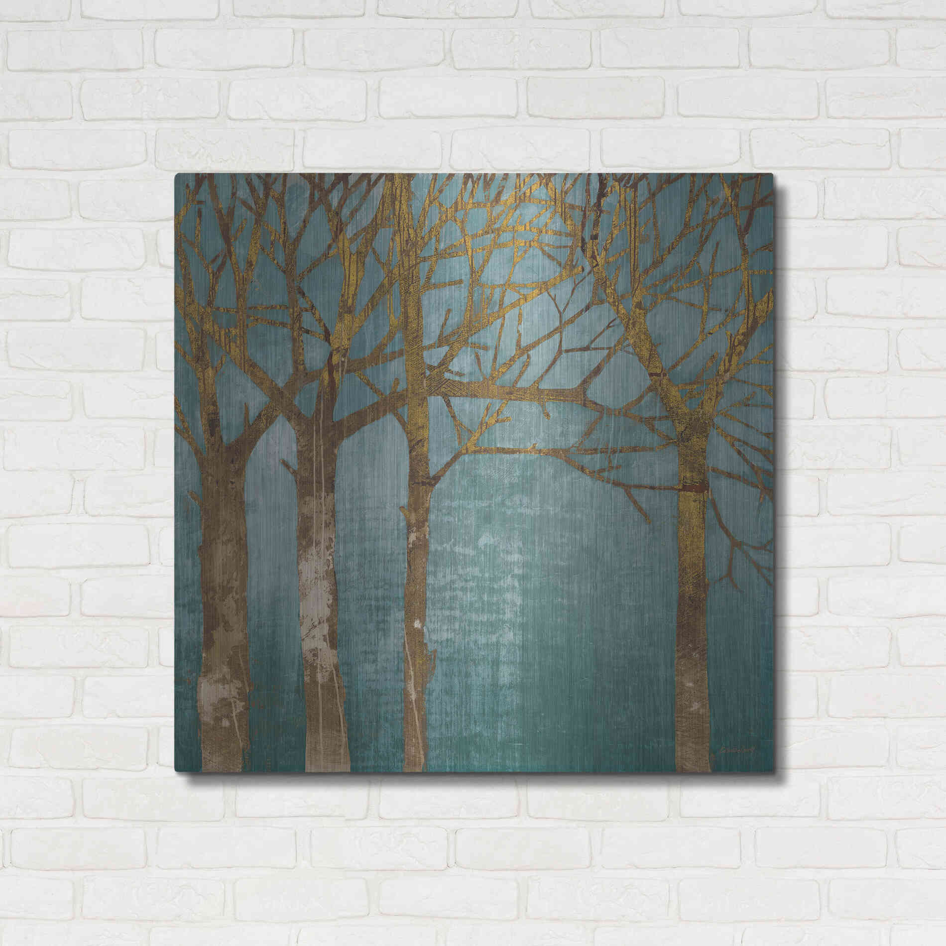 Luxe Metal Art 'Golden Day Turquoise' by Kathrine Lovell, Metal Wall Art,36x36