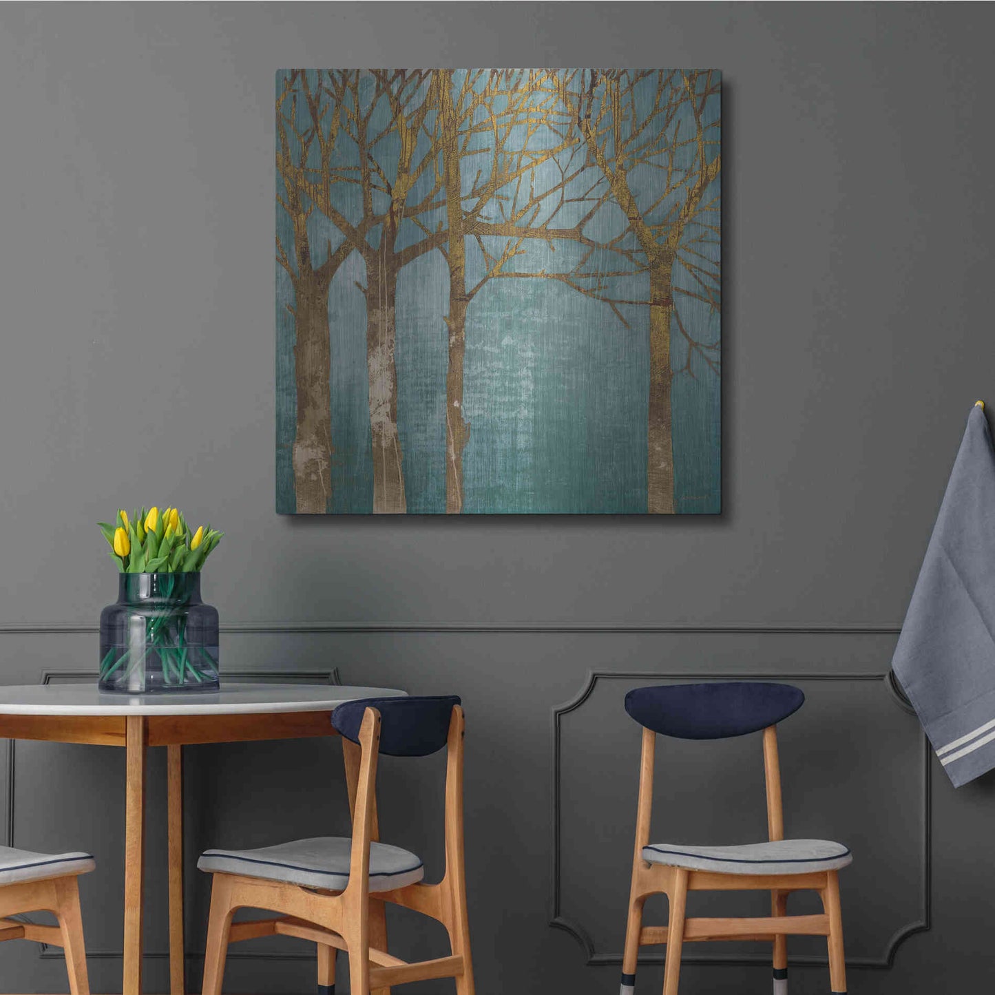 Luxe Metal Art 'Golden Day Turquoise' by Kathrine Lovell, Metal Wall Art,36x36