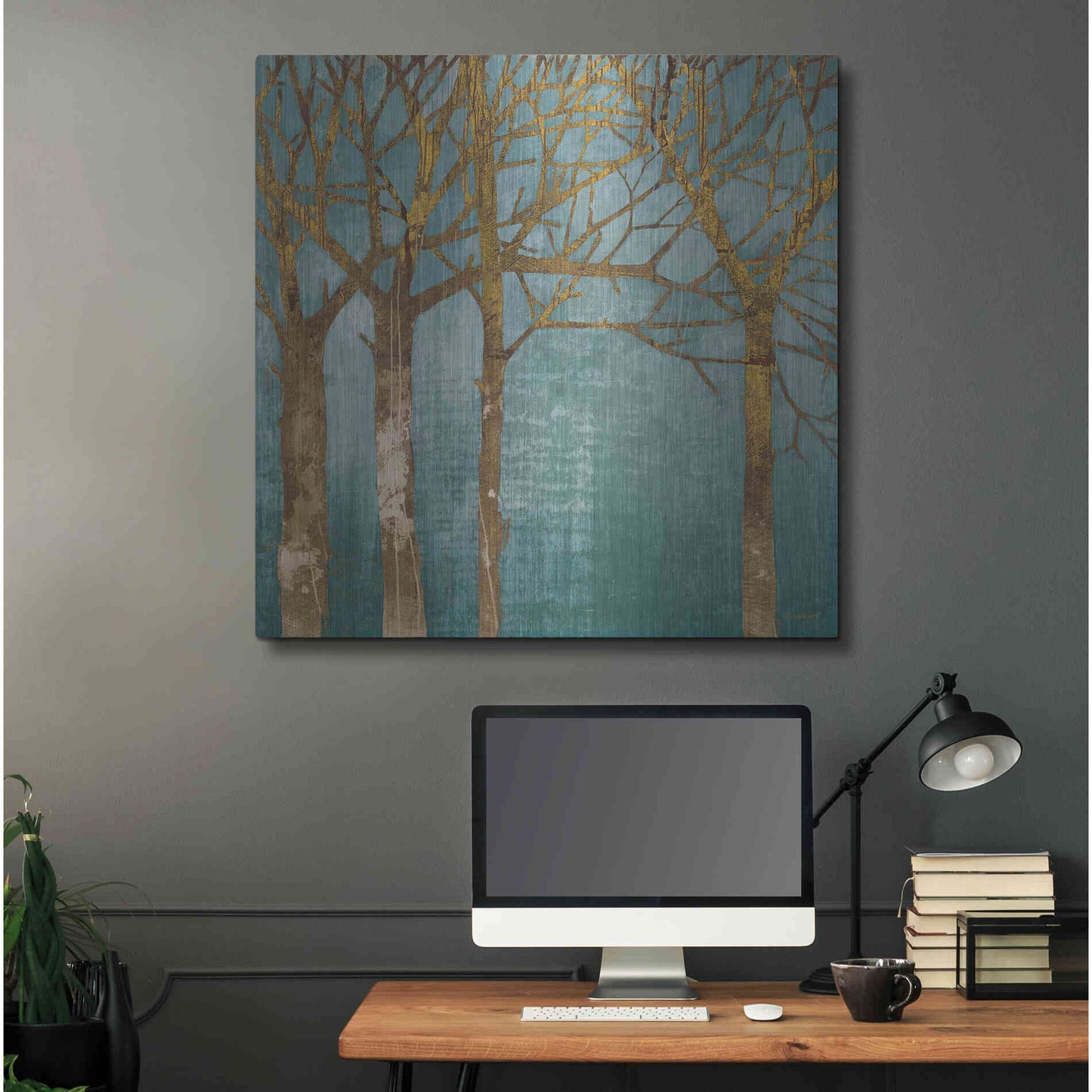 Luxe Metal Art 'Golden Day Turquoise' by Kathrine Lovell, Metal Wall Art,36x36