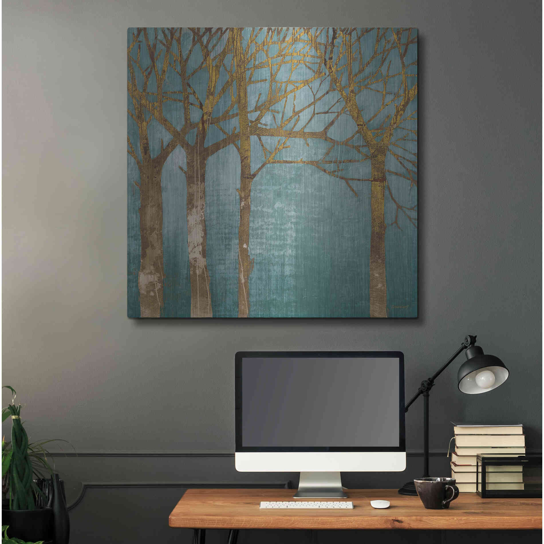 Luxe Metal Art 'Golden Day Turquoise' by Kathrine Lovell, Metal Wall Art,36x36