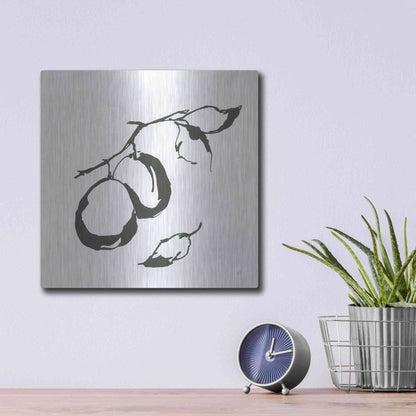 Luxe Metal Art 'Plums I BW' by Chris Paschke, Metal Wall Art,12x12