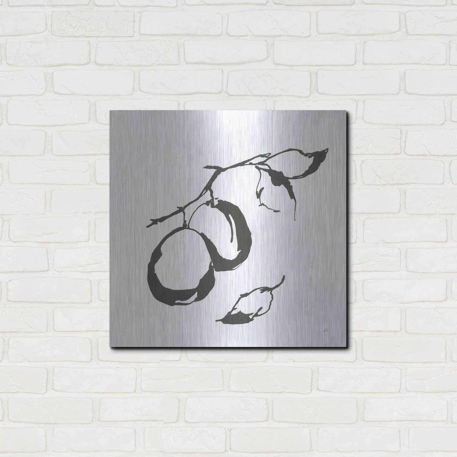 Luxe Metal Art 'Plums I BW' by Chris Paschke, Metal Wall Art,24x24