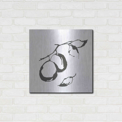 Luxe Metal Art 'Plums I BW' by Chris Paschke, Metal Wall Art,24x24