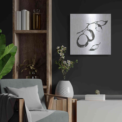 Luxe Metal Art 'Plums I BW' by Chris Paschke, Metal Wall Art,24x24