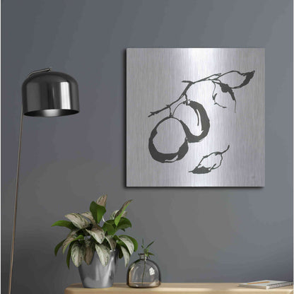 Luxe Metal Art 'Plums I BW' by Chris Paschke, Metal Wall Art,24x24