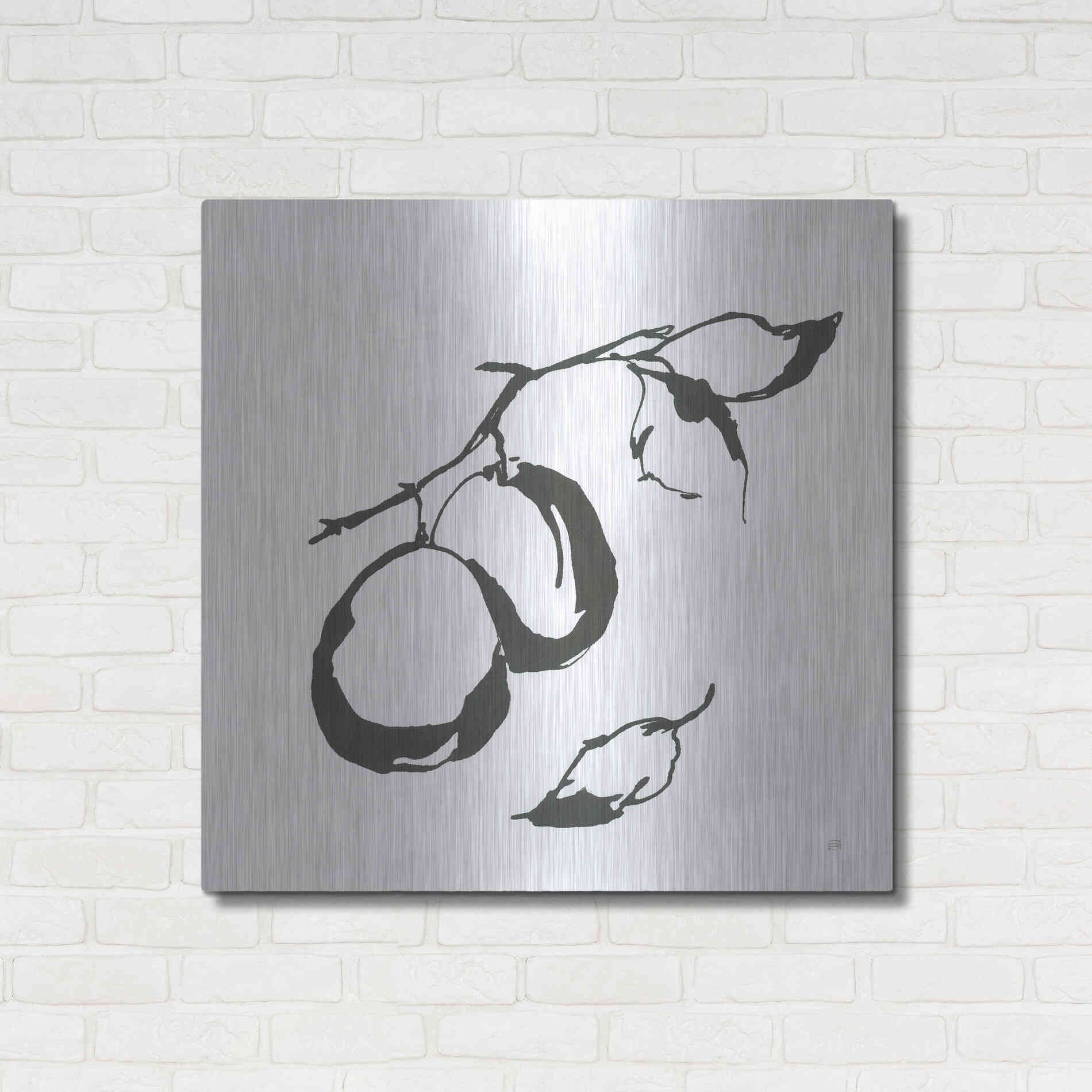 Luxe Metal Art 'Plums I BW' by Chris Paschke, Metal Wall Art,36x36