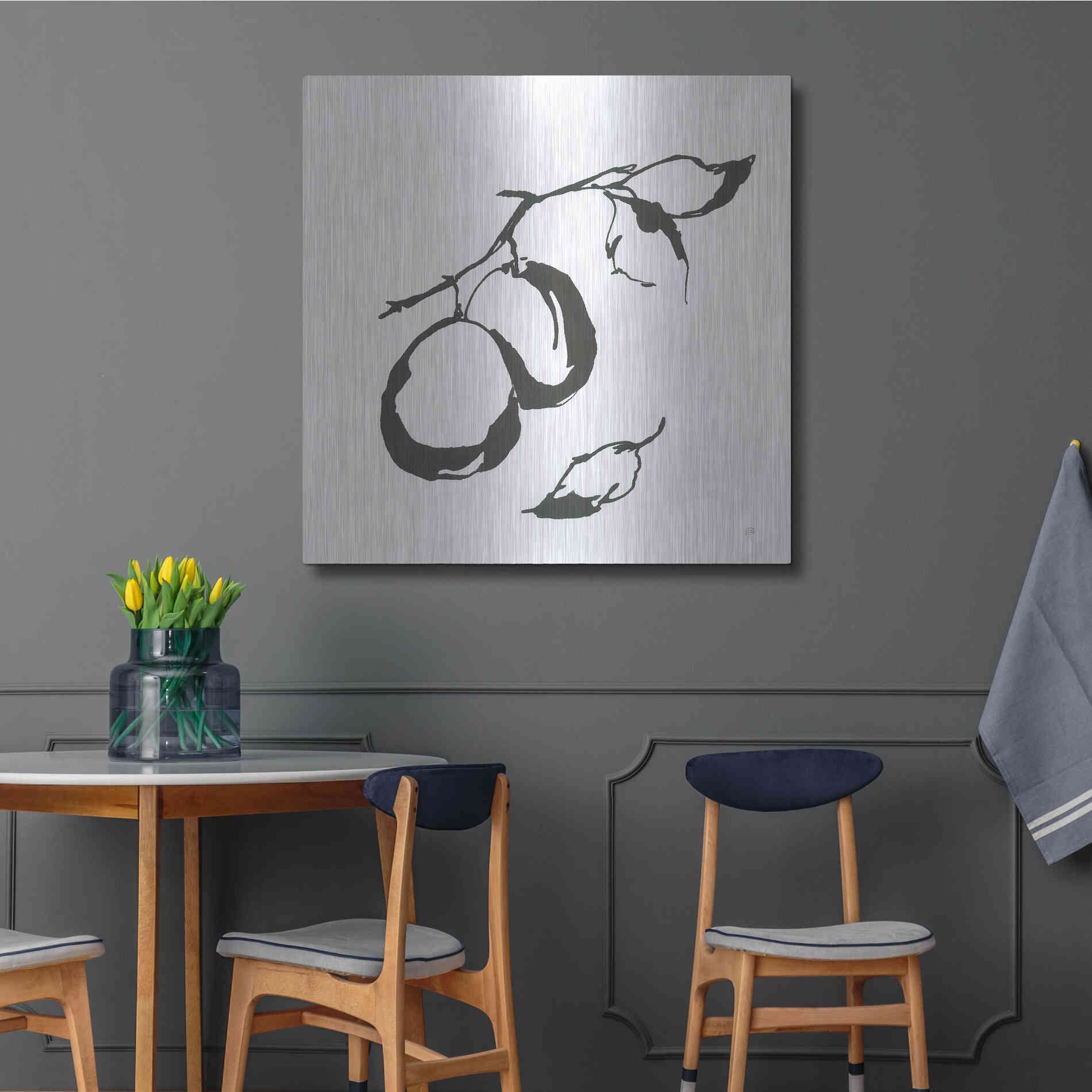 Luxe Metal Art 'Plums I BW' by Chris Paschke, Metal Wall Art,36x36