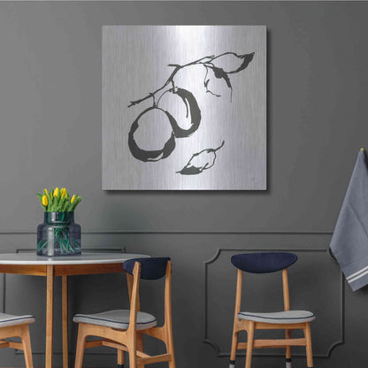 Luxe Metal Art 'Plums I BW' by Chris Paschke, Metal Wall Art,36x36