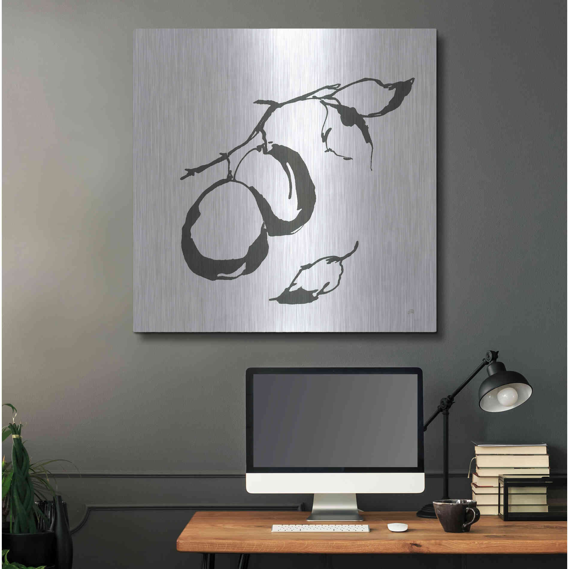 Luxe Metal Art 'Plums I BW' by Chris Paschke, Metal Wall Art,36x36