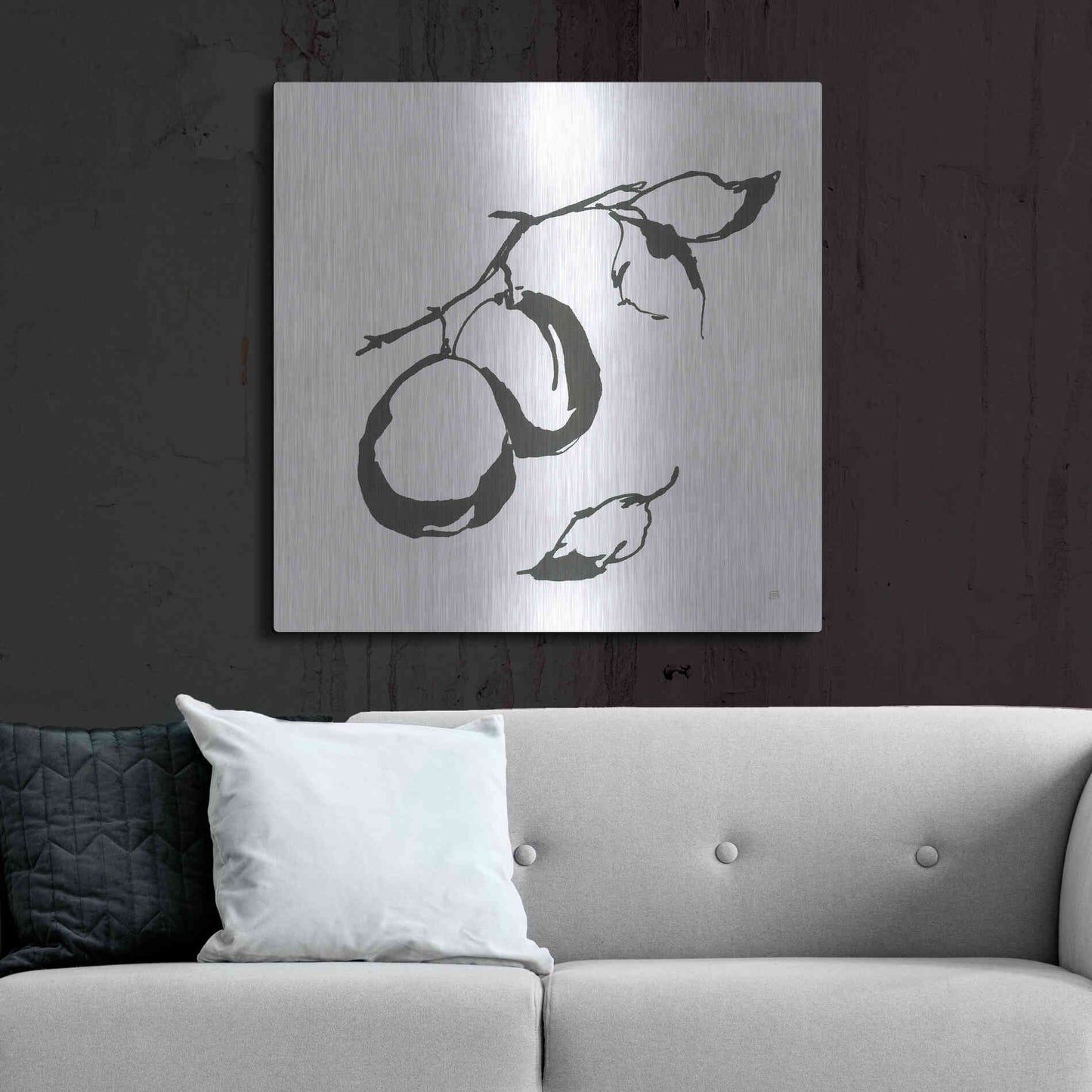 Luxe Metal Art 'Plums I BW' by Chris Paschke, Metal Wall Art,36x36