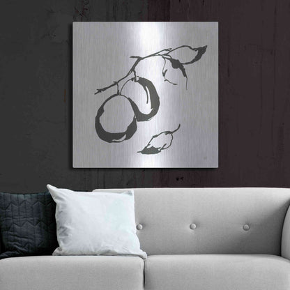Luxe Metal Art 'Plums I BW' by Chris Paschke, Metal Wall Art,36x36