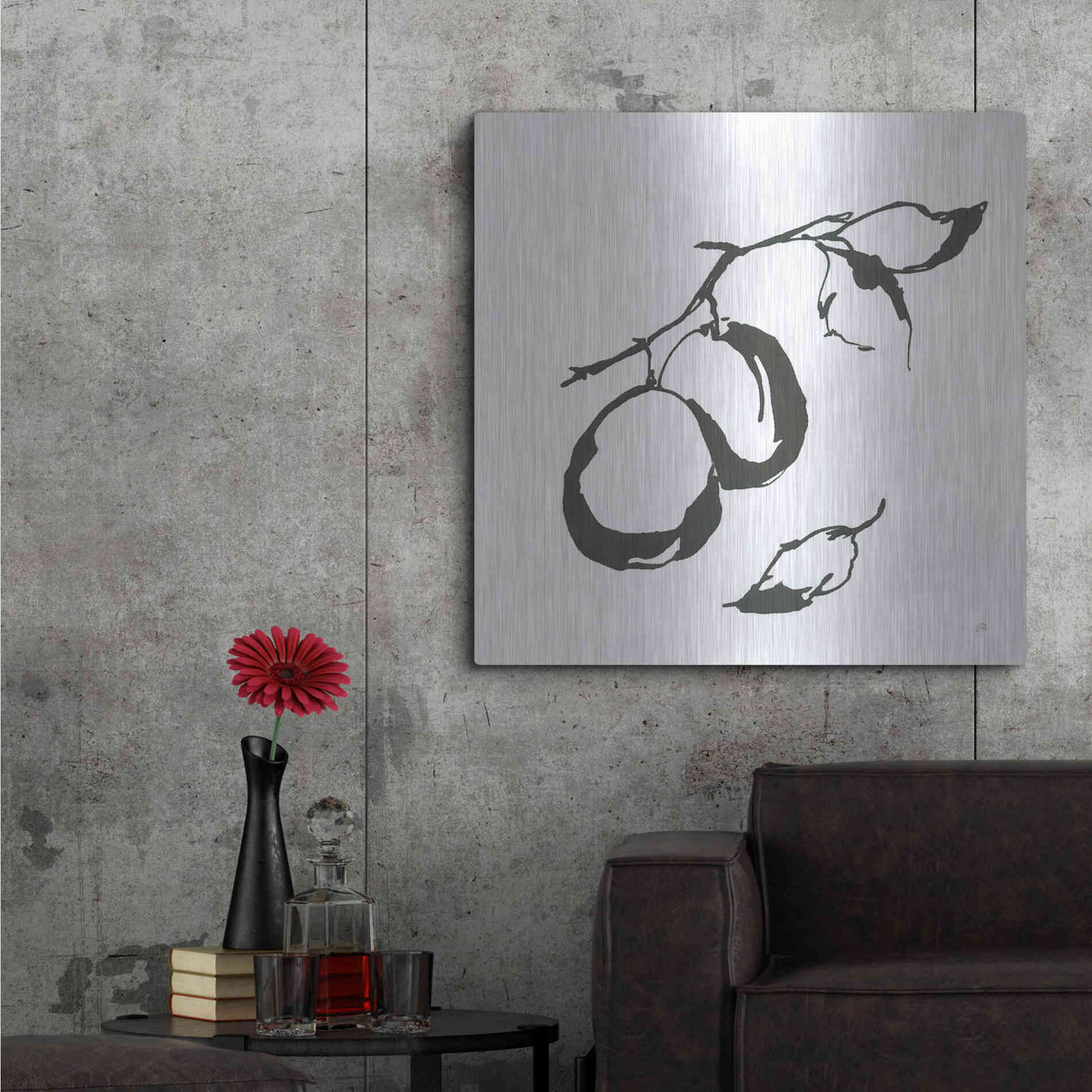 Luxe Metal Art 'Plums I BW' by Chris Paschke, Metal Wall Art,36x36