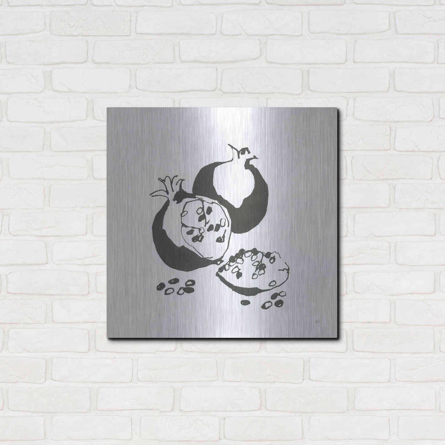 Luxe Metal Art 'Pomegranate II BW' by Chris Paschke, Metal Wall Art,24x24