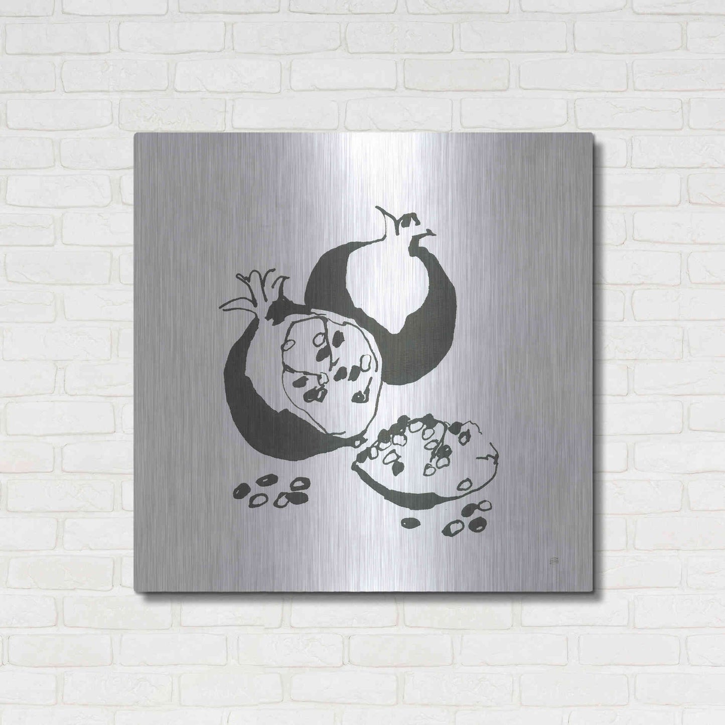 Luxe Metal Art 'Pomegranate II BW' by Chris Paschke, Metal Wall Art,36x36