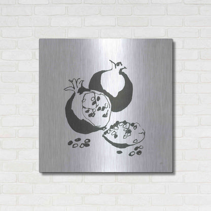 Luxe Metal Art 'Pomegranate II BW' by Chris Paschke, Metal Wall Art,36x36