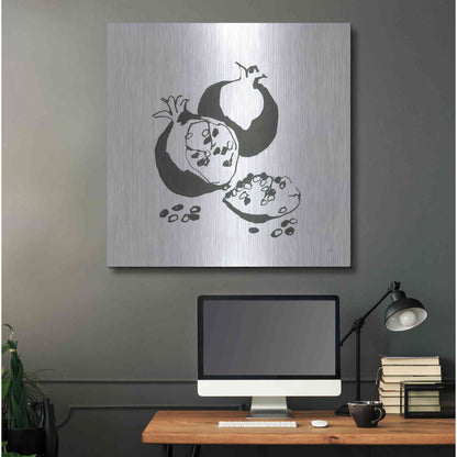 Luxe Metal Art 'Pomegranate II BW' by Chris Paschke, Metal Wall Art,36x36