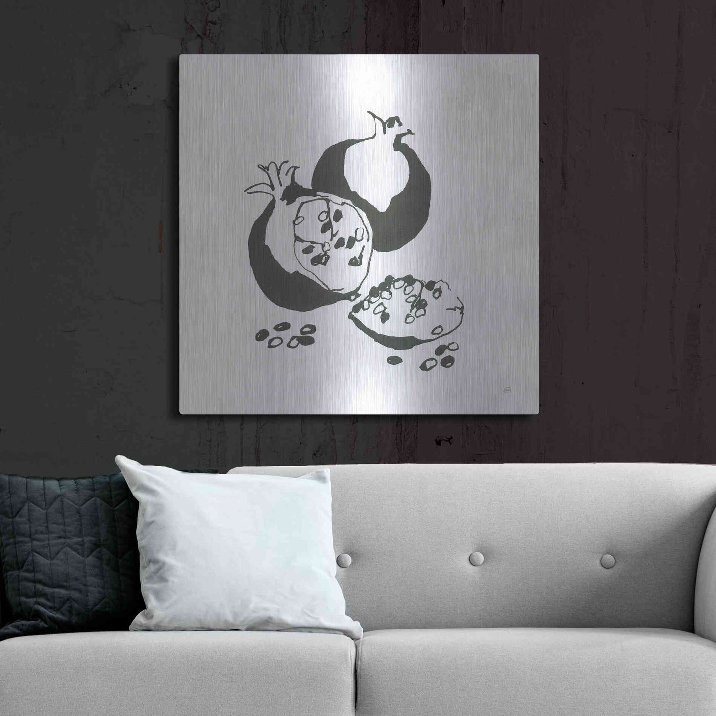 Luxe Metal Art 'Pomegranate II BW' by Chris Paschke, Metal Wall Art,36x36