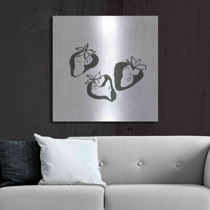 Luxe Metal Art 'Strawberries BW' by Chris Paschke, Metal Wall Art,36x36