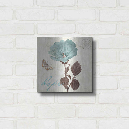 Luxe Metal Art 'Touch of Blue III Hope' by Katie Pertiet, Metal Wall Art,12x12