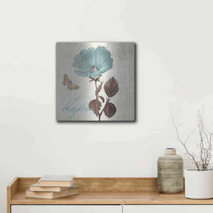 Luxe Metal Art 'Touch of Blue III Hope' by Katie Pertiet, Metal Wall Art,12x12