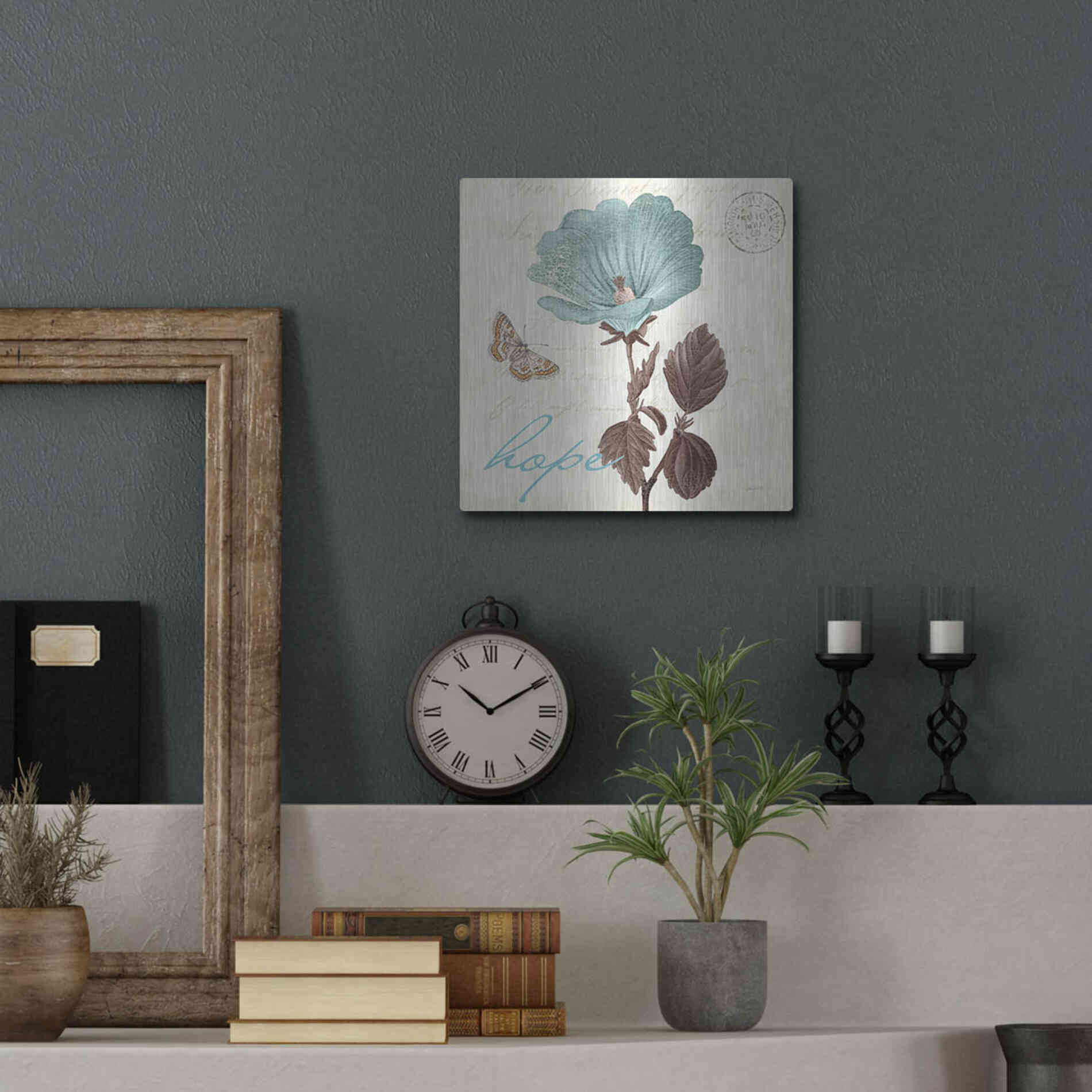 Luxe Metal Art 'Touch of Blue III Hope' by Katie Pertiet, Metal Wall Art,12x12