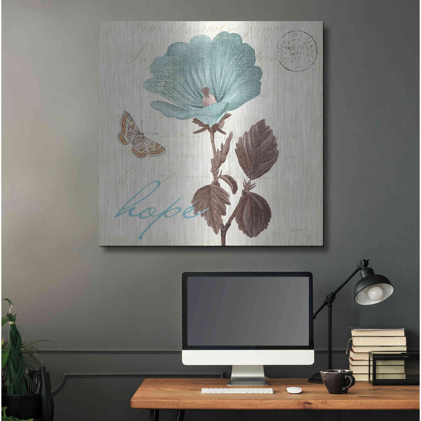 Luxe Metal Art 'Touch of Blue III Hope' by Katie Pertiet, Metal Wall Art,36x36