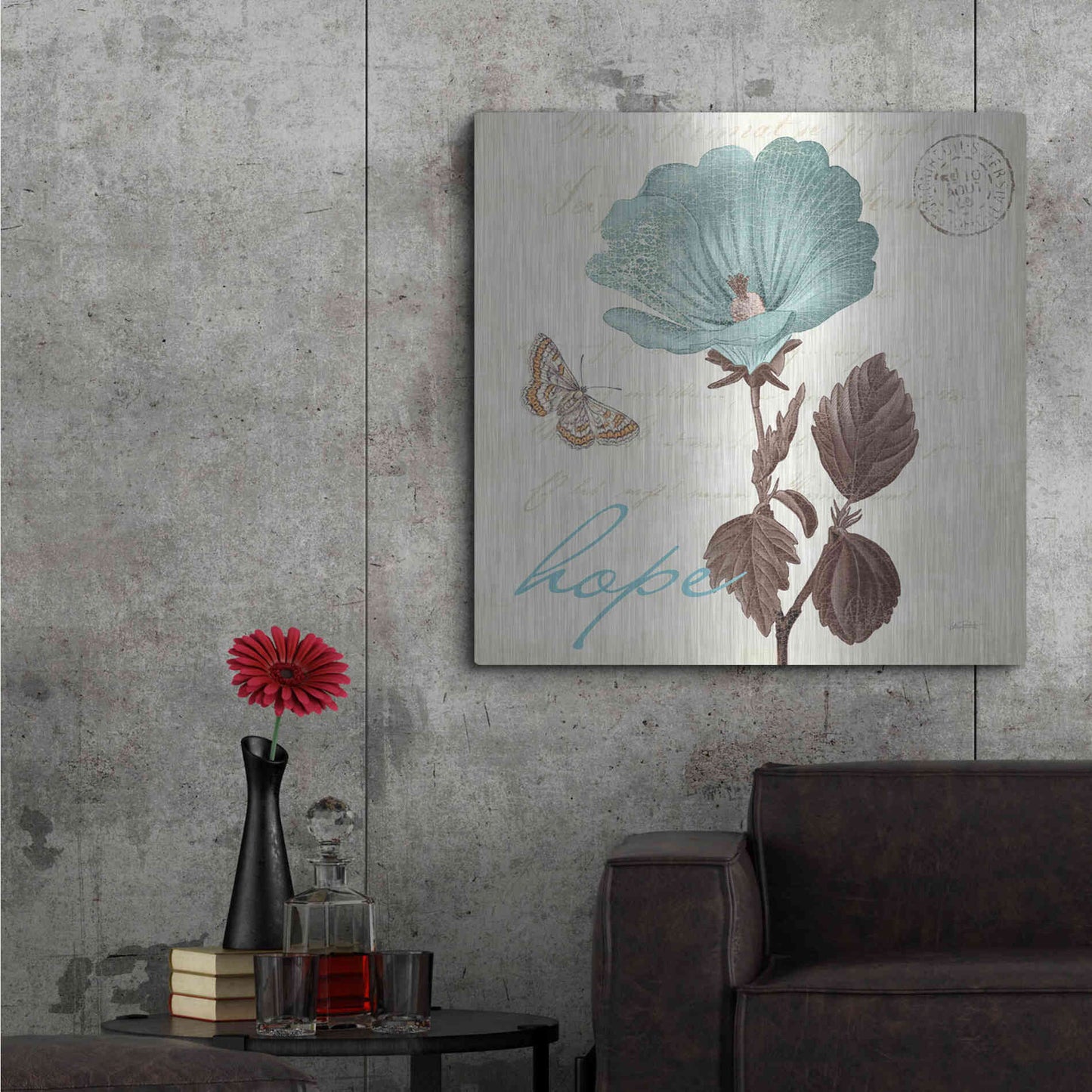 Luxe Metal Art 'Touch of Blue III Hope' by Katie Pertiet, Metal Wall Art,36x36