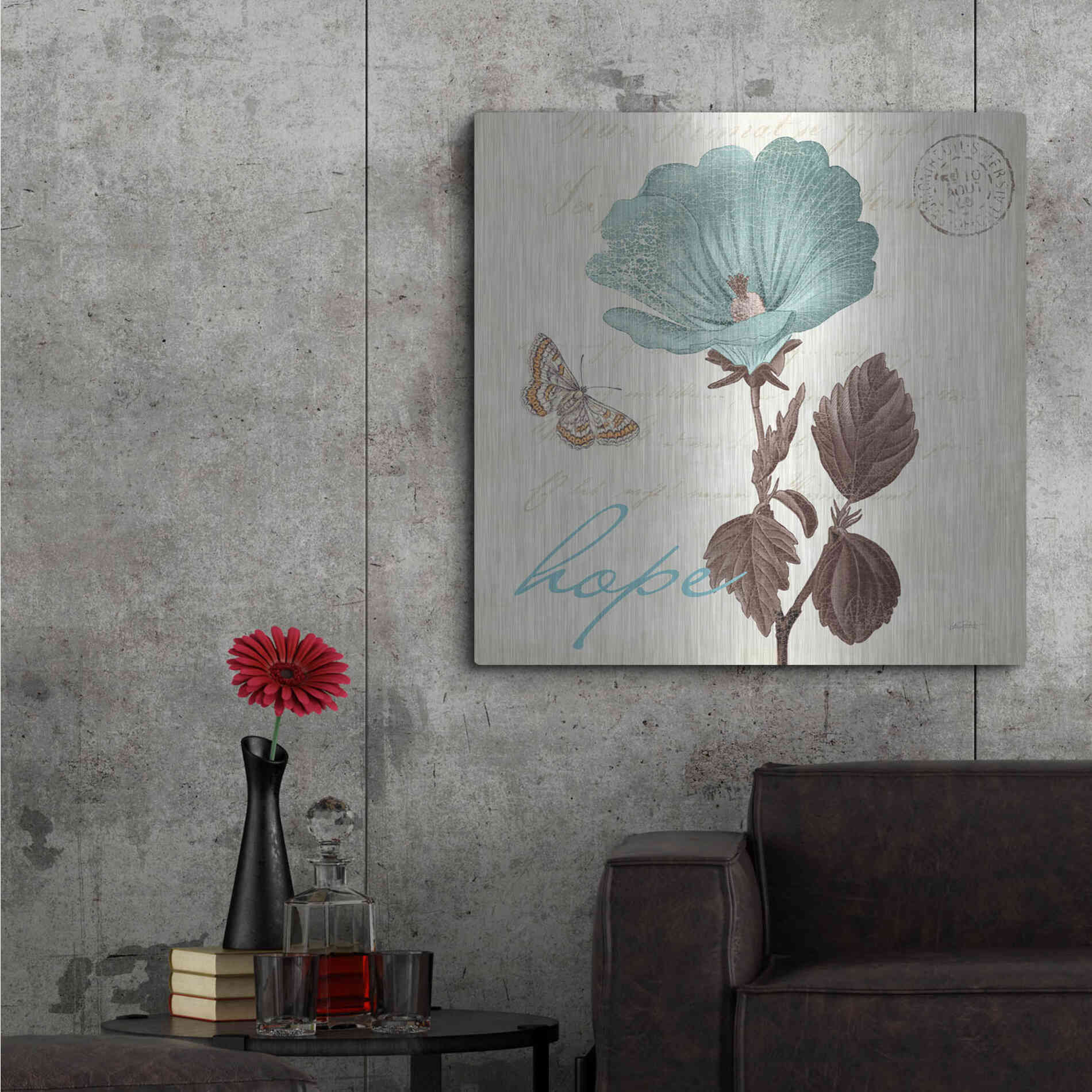 Luxe Metal Art 'Touch of Blue III Hope' by Katie Pertiet, Metal Wall Art,36x36