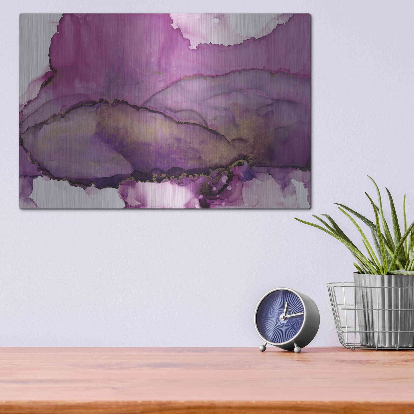 Luxe Metal Art 'Violet' by Chris Paschke, Metal Wall Art,16x12