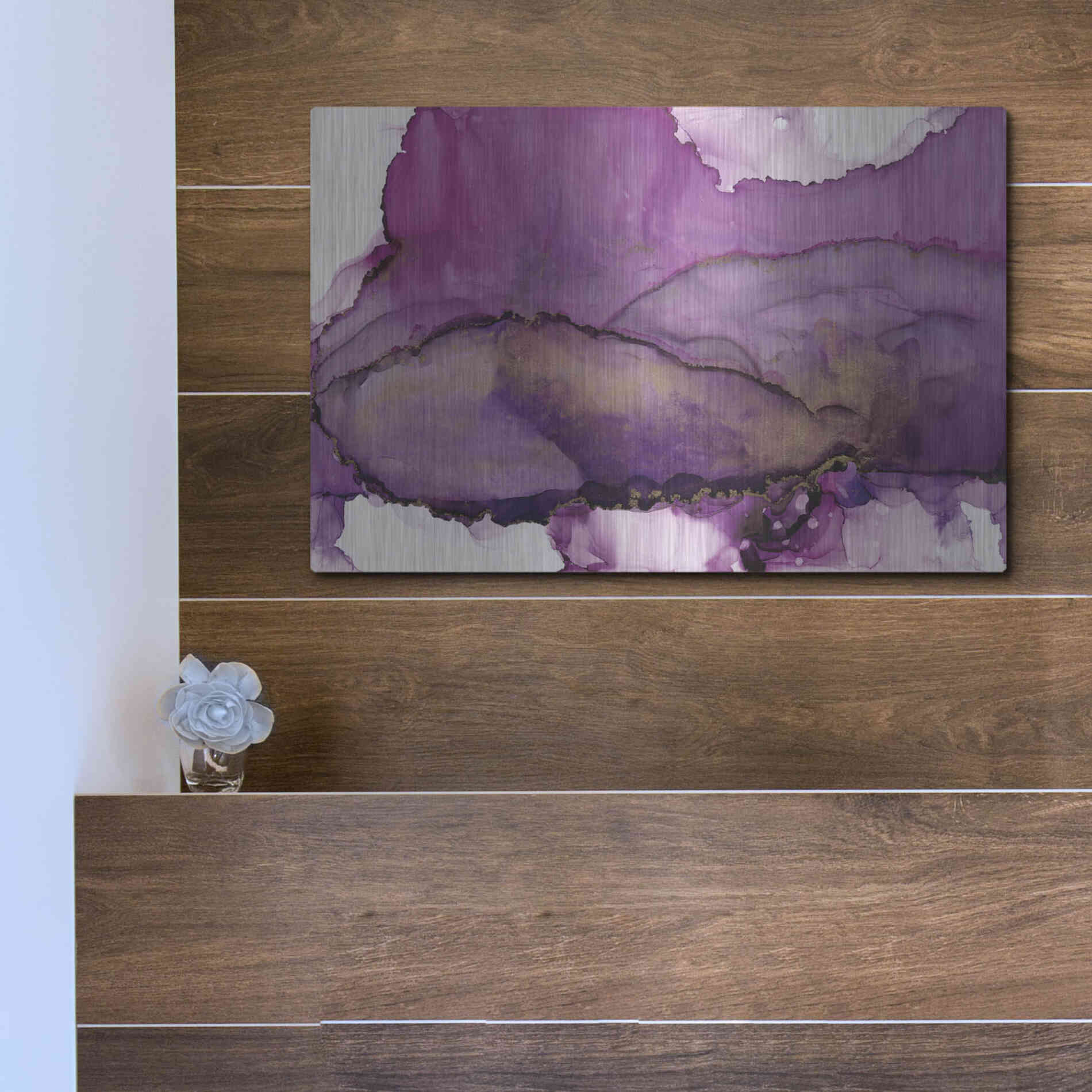 Luxe Metal Art 'Violet' by Chris Paschke, Metal Wall Art,16x12