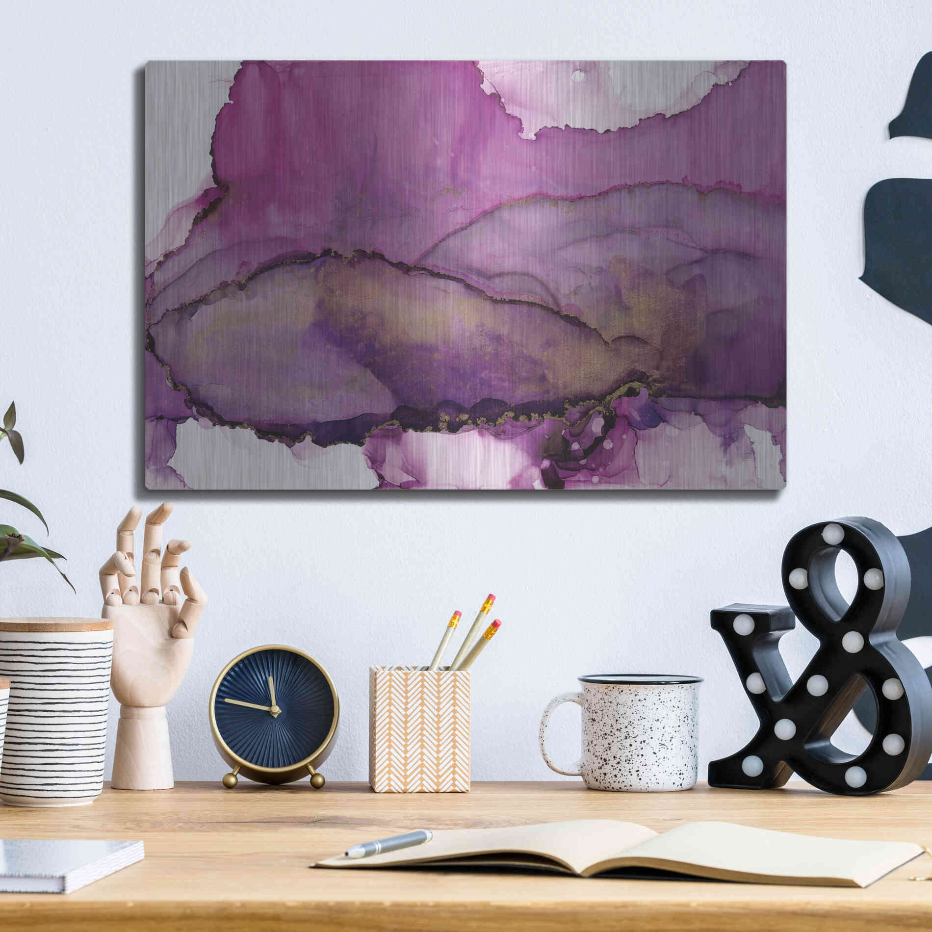 Luxe Metal Art 'Violet' by Chris Paschke, Metal Wall Art,16x12